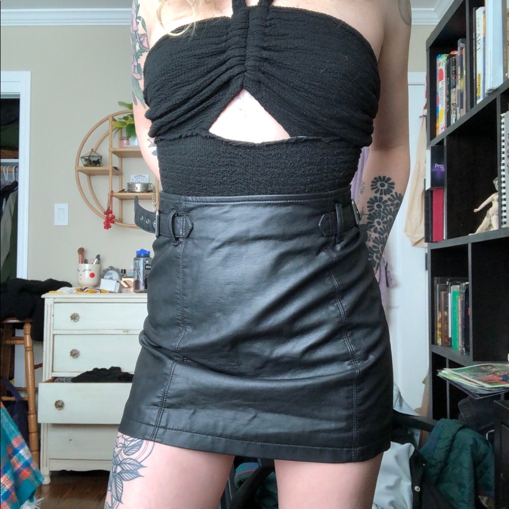 Free people leather mini skirt